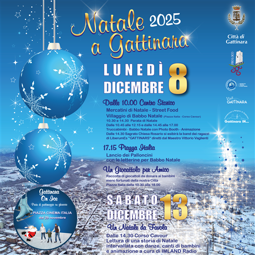 La magia del Natale illumina Gattinara: l’8 dicembre torna l’appuntamento con Natale a Gattinara