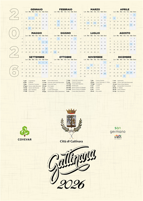 In distribuzione il Calendario â€œGattinara 2026â€
