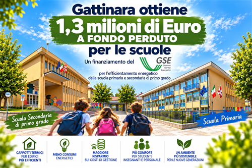 Gattinara ottiene 1,3 milioni di Euro a fondo perduto per le sue scuole