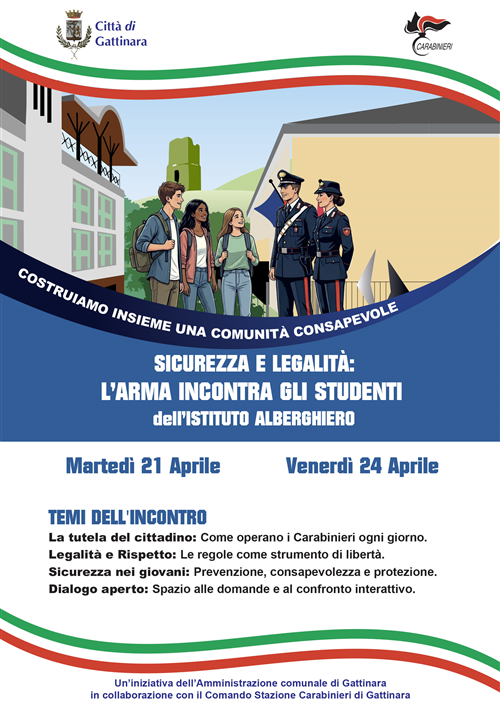 Sicurezza, legalità e dialogo: I Carabinieri e il Comune di Gattinara incontrano gli studenti