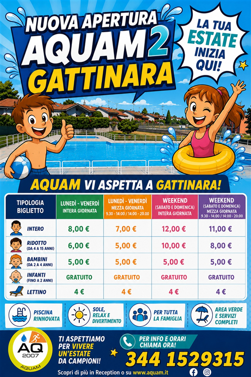 Piscina di Gattinara: finalmente si riparte!
Sabato mattina la riapertura con il nuovo gestore Aquam